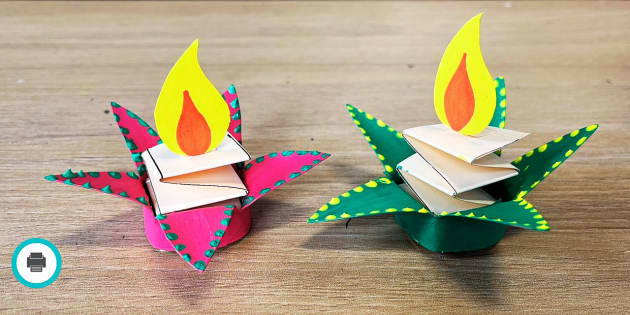 Folded Paper Diya  Diwali Craft (teacher made) - Twinkl