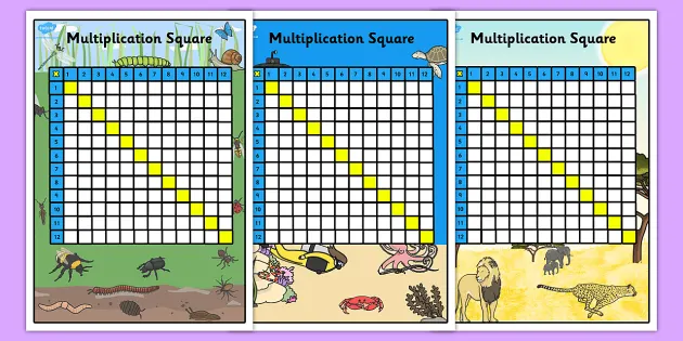 10 X Multiplication Grid Squares Primary Teaching Mathematics For Kids Children 