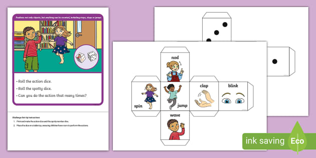 EYFS Maths Counting Challenge Count the Action Dice Activity