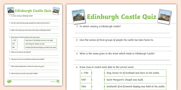 KS2 Edinburgh Castle Paper Quiz - History - Twinkl