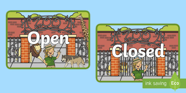 Zoo Open and Closed Role Play Signs teacher made Twinkl