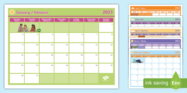 2023 Monthly Calendar for New Zealand Planning Template
