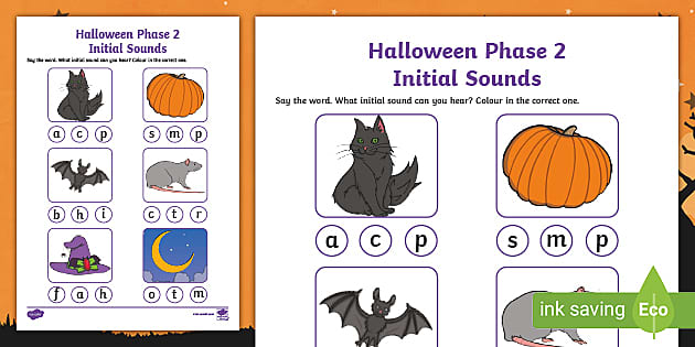 Halloween Phase 2 Initial Sounds Activity - Twinkl