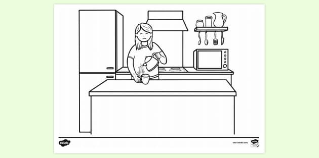 FREE! - Mum Scadled in Kitchen Colouring Sheet | Colouring Sheets