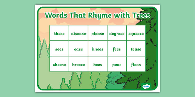 Words That Rhyme with Trees Word Mat (teacher made) - Twinkl