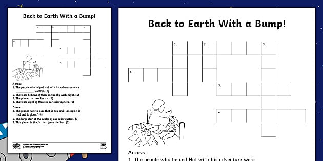 Back to Earth with a Bump Crossword (teacher made) Twinkl