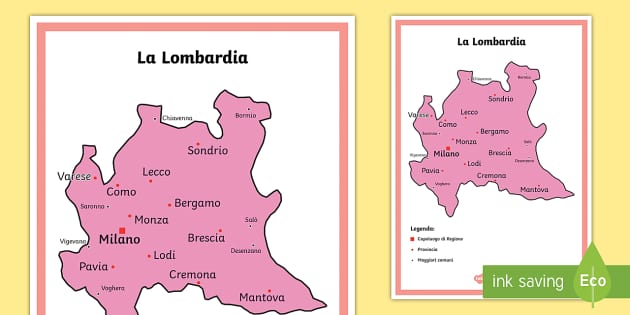 Scuola Primaria: La Lombardia Cartina Politica - Twinkl