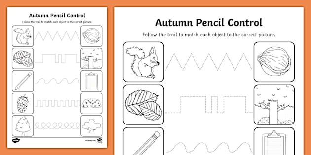 Autumn-Themed Pencil Control Activity Sheet (teacher made)