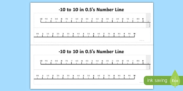 Numbers -10 to 10 in Halves Number Line (teacher made)