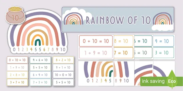 👉 Muted Rainbow Number Bonds of Ten Display Pack - Twinkl