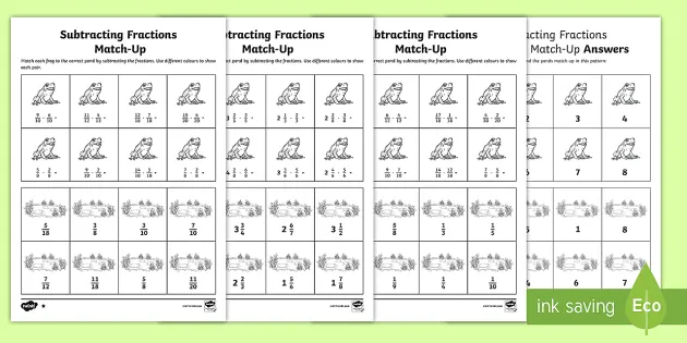 Subtracting Fractions For Kids Worksheets