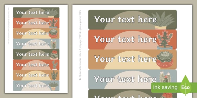 Succulents-Themed Editable Tray Labels (teacher Made)