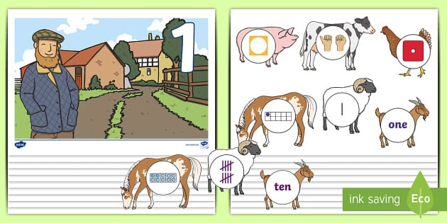 Farm Animals Representing Numbers to 10 Sorting Activity - EYFS