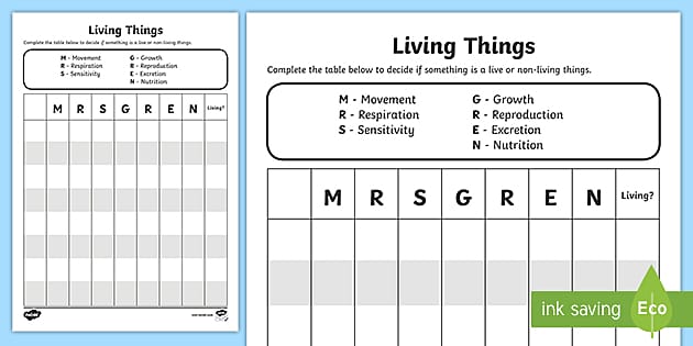 mrs gren is it living worksheet science resource twinkl