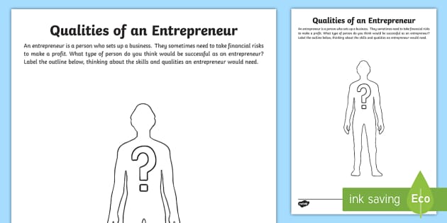 Characteristics of an Entrepreneur Worksheet - Twinkl