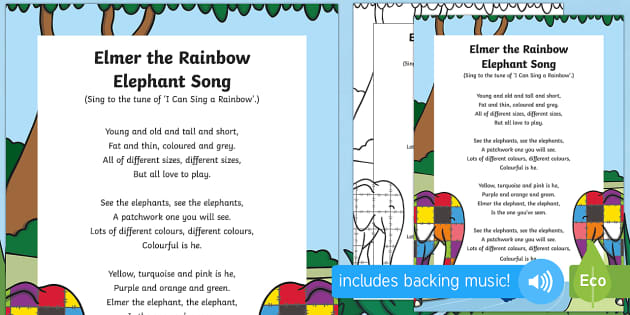 Elmer The Rainbow Elephant Song Teacher Made Twinkl 1730