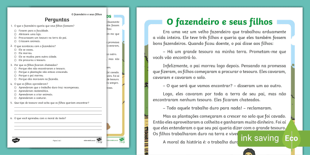 Atividade de Português para 4º Ano - Interpretação de Texto