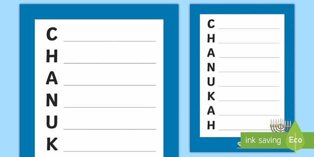 Chanukah (Hanukkah) Acrostic Poem (Hecho por educadores)