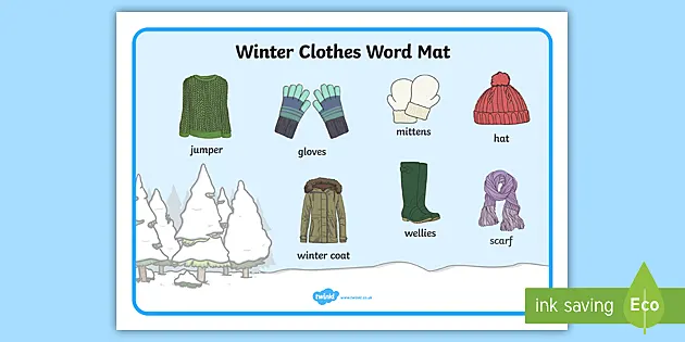 Winter Clothing Poster and 3-part Card Set, 3 Font Options 