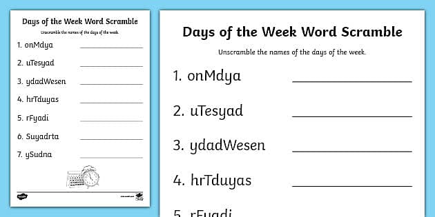 jumble words for grade 2