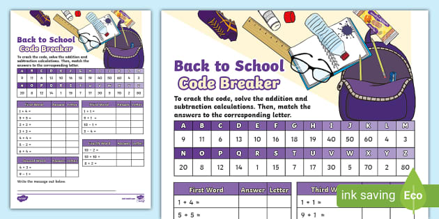 👉 Year 1 Back to School Maths Code Breaker - Twinkl