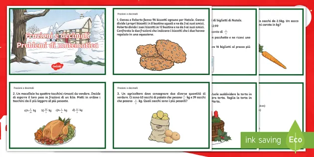 Problemi Di Matematica Con Frazioni E Decimali Di Natale Attivita
