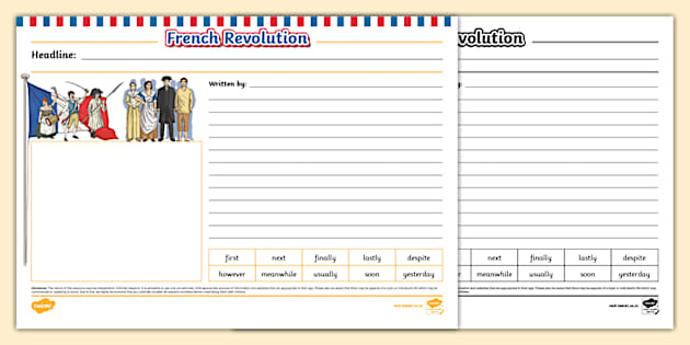 French Revolution Newspaper Writing Template - Twinkl