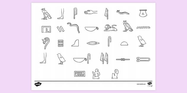 Egyptian Hieroglyphics Colouring Page Twinkl