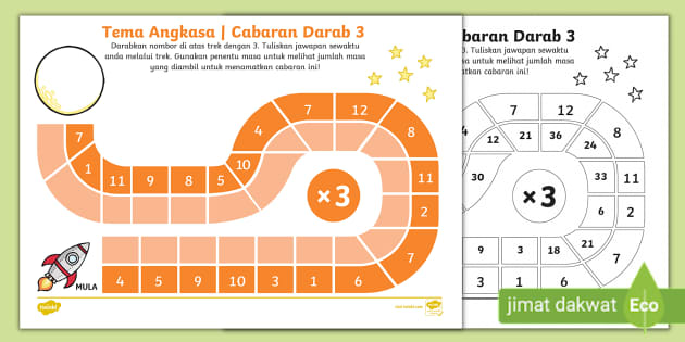 Latihan Sifir Darab 3 Tema Angkasa (teacher made) - Twinkl