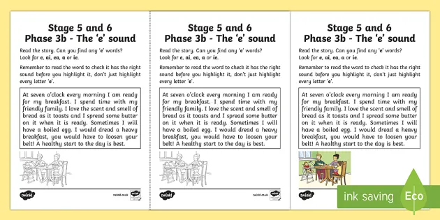 Northern Ireland Linguistic Phonics Stage 5 And 6 Phase 3b E Sound