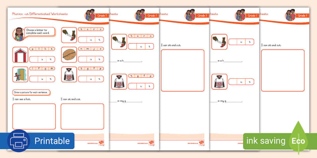 Grade 1 Phonics Ut Differentiated Worksheets Twinkl 7732