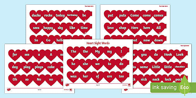 Heart Shaped Sight Words (Hecho por educadores) - Twinkl