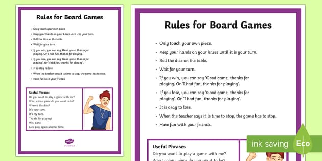 Board Games Rules And Social Scripts teacher Made 