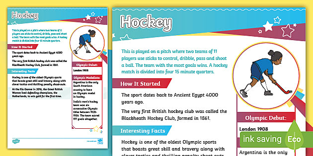 Hockey Fact Sheet (Teacher-Made) - Twinkl