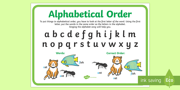 Alphabetical Order Display Poster Australia Teacher Made