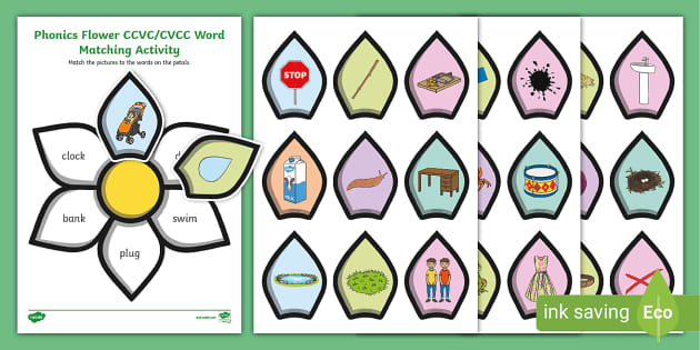 Phonics Flowers CVCC/CCVC Words Matching Game (teacher made)