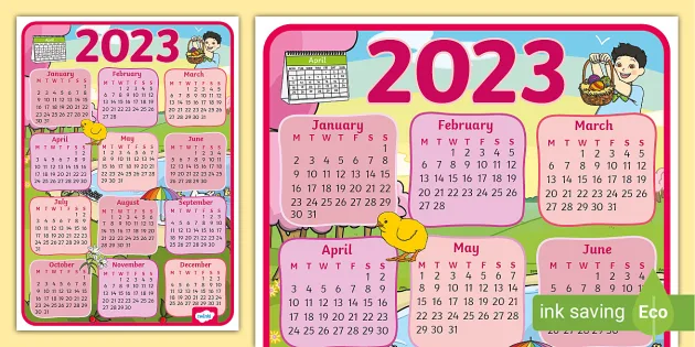 FREE! - April Month Themed 2023 Wall Calendar (teacher made)