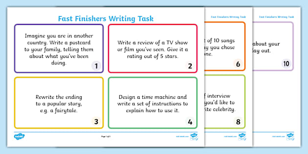 Fast Finishers Writing Task Cards (Teacher-Made) - Twinkl