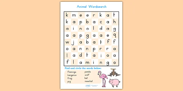 Animal Word Search Primary Resources