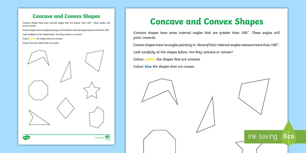 Concave and Convex Shapes Worksheet (teacher made) - Twinkl