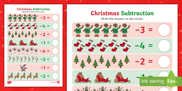 👉 Christmas Subtraction Up To 10 Activity Sheet - Twinkl