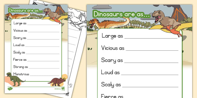 Dinosaur Simile Poem Template (teacher made) - Twinkl