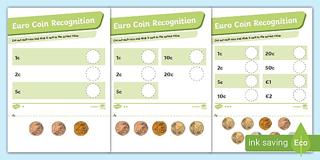 worksheet 5 euro coloured - Openclipart