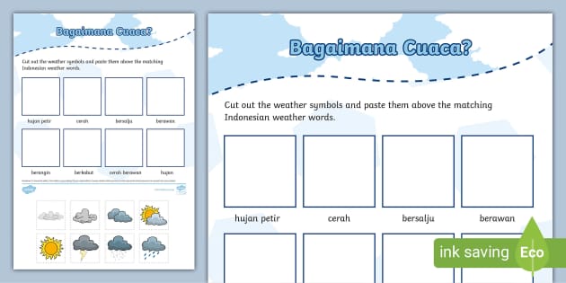 Weather Cut And Paste Activity - Indonesian - Twinkl