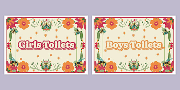 Bee Themed Girls And Boys Toilet Area Display Posters 5602