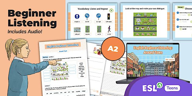 English Beginner Listening: Around Town [Teens, A2]