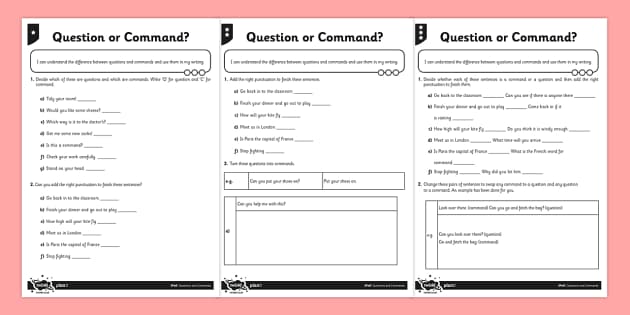 question-or-command-differentiated-activity-sheet-pack