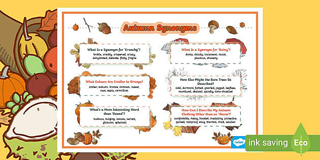 KS2 Autumn Adventurous Synonyms Autumn Words Word Mat