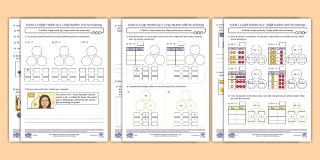 👉 Divide a 2-Digit Number by a 1-Digit Number with No Exchange Maths