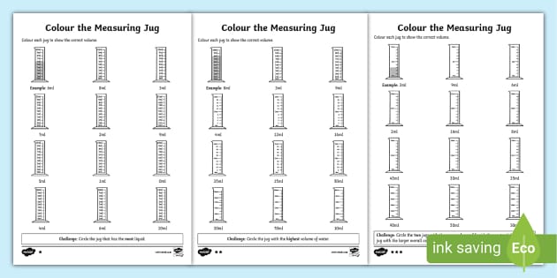 Colour the Measuring Jug Differentiated Worksheets - Twinkl